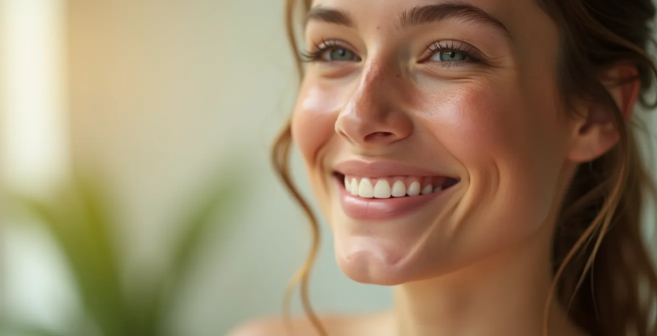 Close-up of face with visibly clear and hydrated skin representing effects of tailored formulations