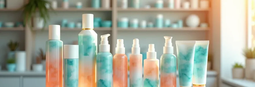 Close-up of hands holding various pharmacy sunscreen bottles with diverse SPF formulations displayed against soft natural lighting